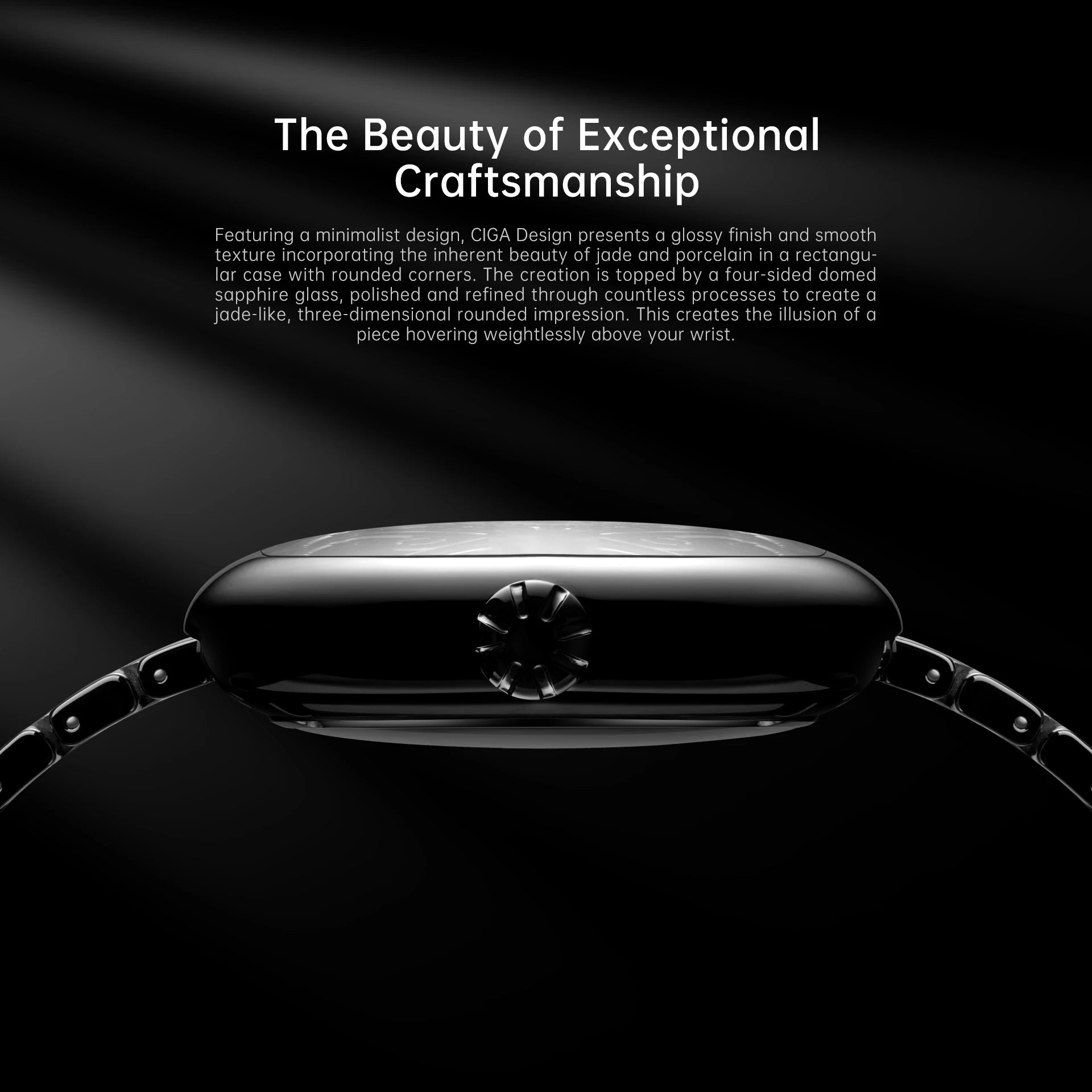 CIGA Design Y Series Watch: Eastern Jade Black Skeleton with Luminous Ceramic Case.