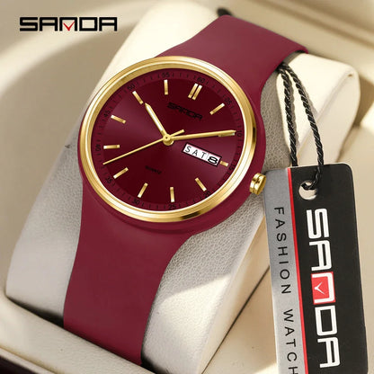 SANDA 6213 Fashion and Leisure Female Student Watch Simple Women's Watch Dual Calendar Elegant Female Student Quartz Watch