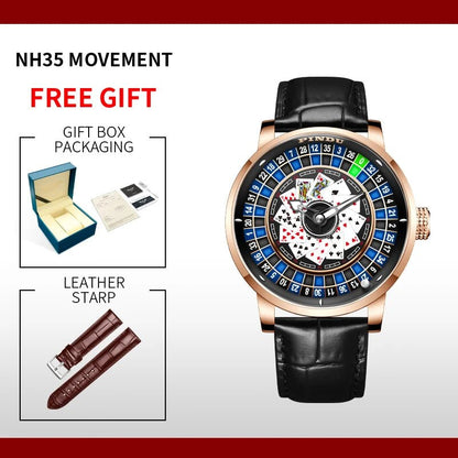 PINDU Men's Watch Poker Design Sapphire NH35 Movement