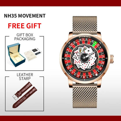 PINDU Men's Watch Poker Design Sapphire NH35 Movement