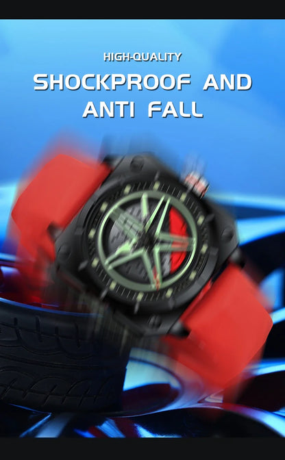 OFNS brand 8017 new fashionable and trendy men's quartz watch silicone square pentagram men's and women's wristwatch