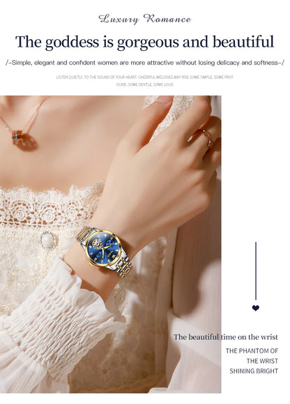 Montre automatique OLEVS pour femme, squelette lumineux étanche, originale, mécanique, élégante, pour femme