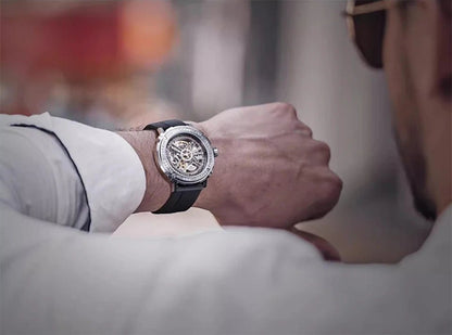 CIGA Design Men's Watch: 3-in-1 Titanium Skeleton with Fluororubber Strap.