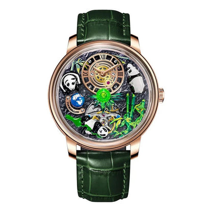 PINDU Men's Watch: Bamboo Panda Design with M2791B Movement