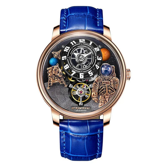 PINDU Men's Watch Stainless Steel Astronaut Design with Sapphire Glass