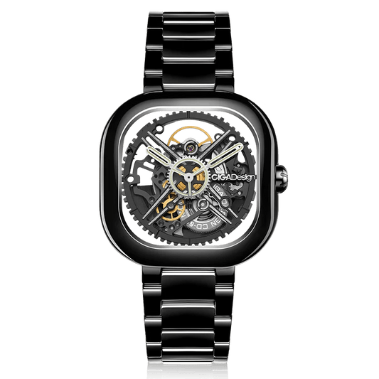 CIGA Design Y Series Watch: Eastern Jade Black Skeleton with Luminous Ceramic Case