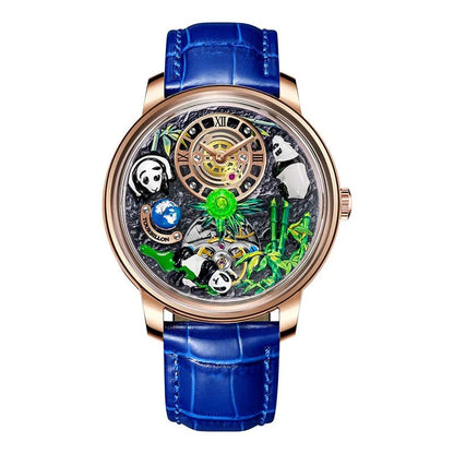 PINDU Men's Watch: Bamboo Panda Design with M2791B Movement
