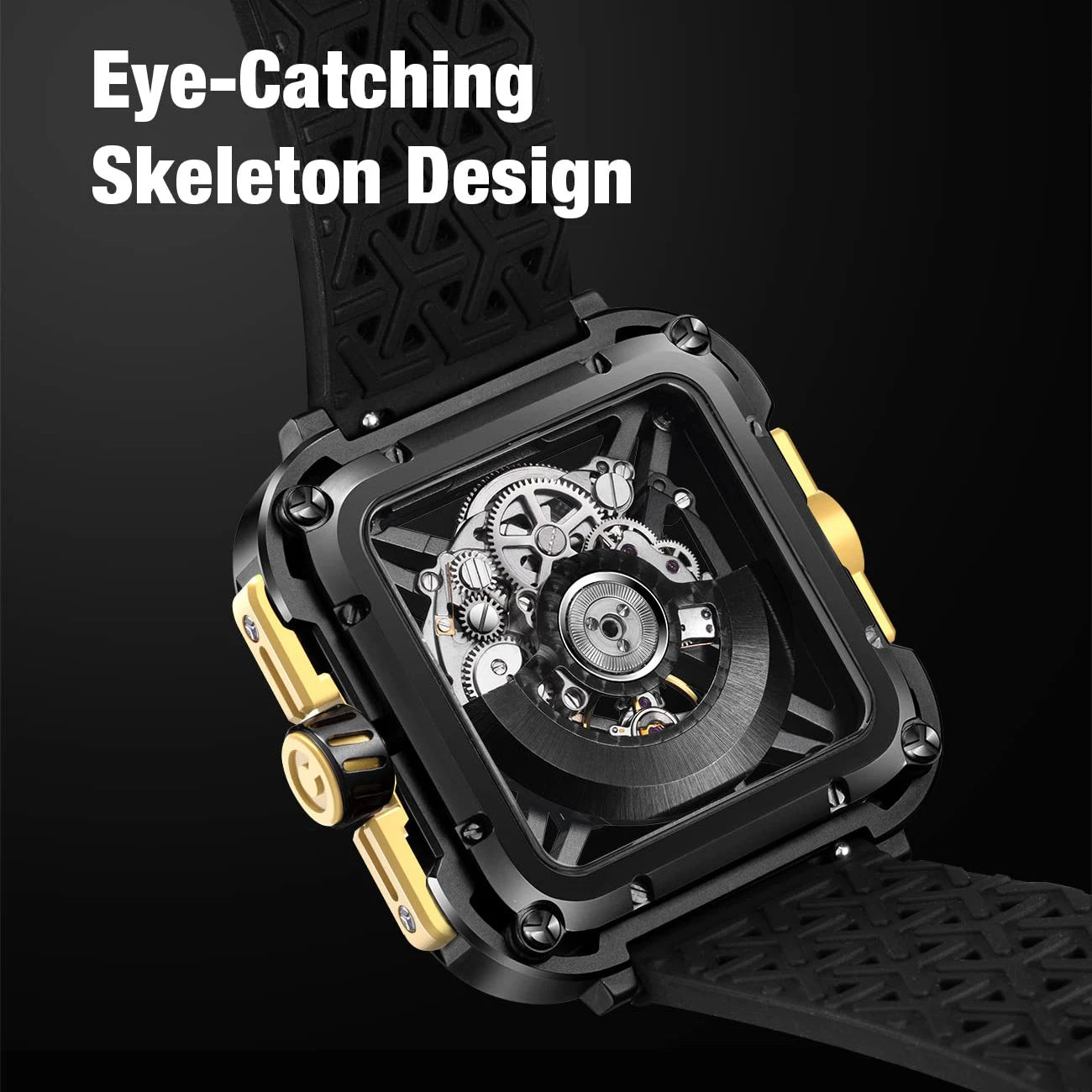 CIGA Design X Series Men's Watch: Titanium Gold Skeleton with Two Straps.