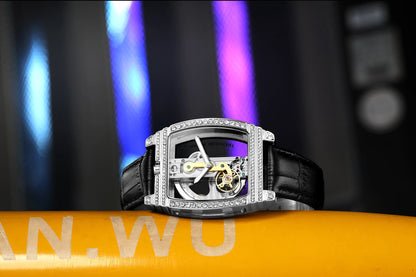 New Fully automatic Tourbillon Men's Mechanical Wrist Watch Luxury Frame Transparent 3D Hollow Dial Case Wrist Watch Men's Watch