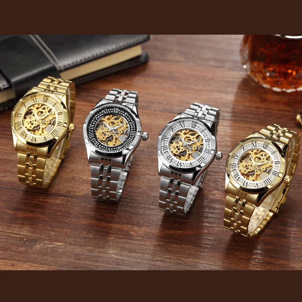 Top Brand Luxury Watches Men Hollow Automatic Golden Skeleton Mechanical Watch Waterproof Men watch.