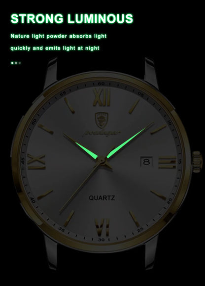 POEDAGAR Men's Watches Top Brand Luxury Men Wrist Watch Leather Quartz Watch Sports Waterproof Male Clock Business Watch +Box
