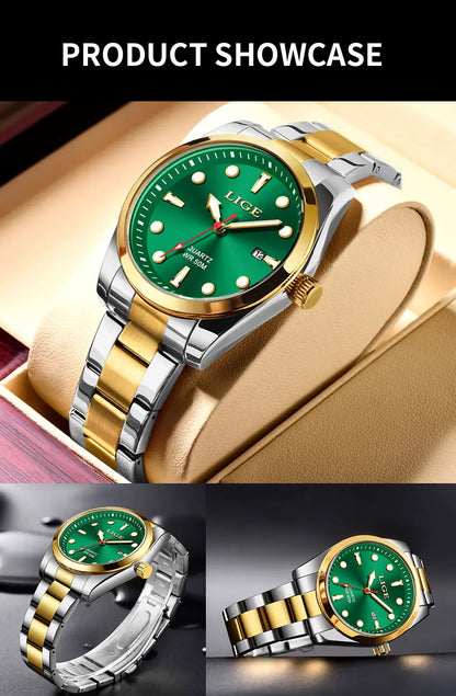 LIGE Mens Watches 5ATM Sports Waterproof Quartz Wristwatch Luminous Clock Ultra Thin Date Watch for Men Relogio Masculino+Box