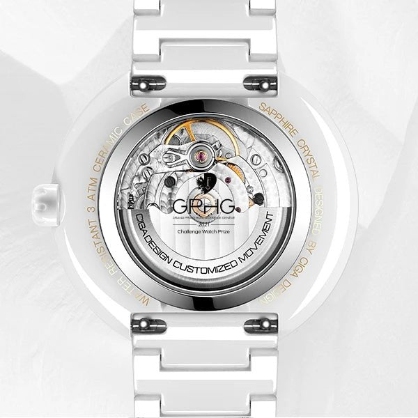 CIGA Design U Series Women's Watch: Blue Planet Ice Age Ceramic Strap.