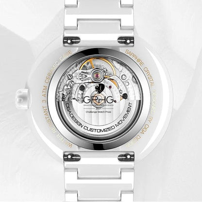 CIGA Design U Series Women's Watch: Blue Planet Ice Age Ceramic Strap.