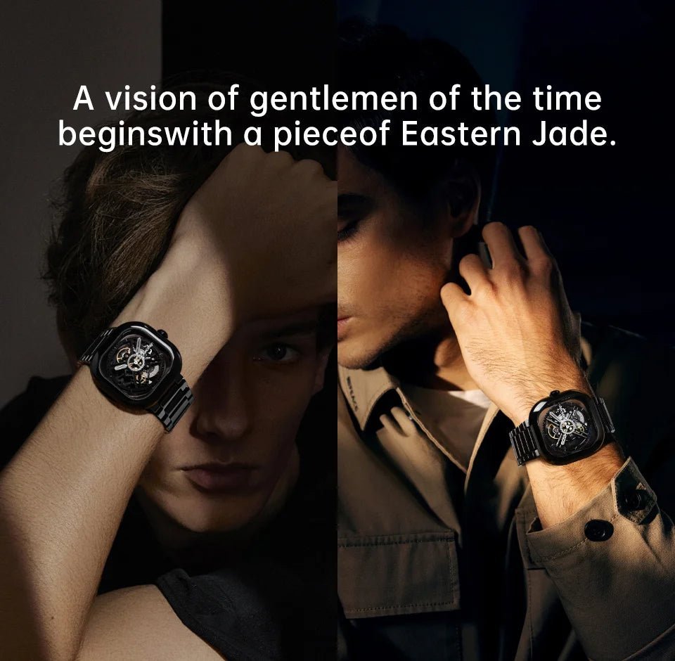 CIGA Design Y Series Watch: Eastern Jade Black Skeleton with Luminous Ceramic Case.