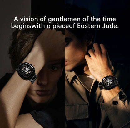 CIGA Design Y Series Watch: Eastern Jade Black Skeleton with Luminous Ceramic Case.