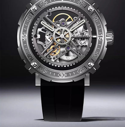 CIGA Design Men's Watch: 3-in-1 Titanium Skeleton with Fluororubber Strap.